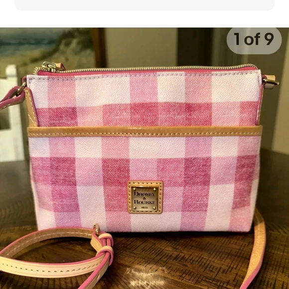 Dooney & Bourke Pink Checkered Crossbody Bag - Picture 1 of 9
